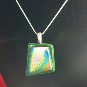 Silver jade accent necklace